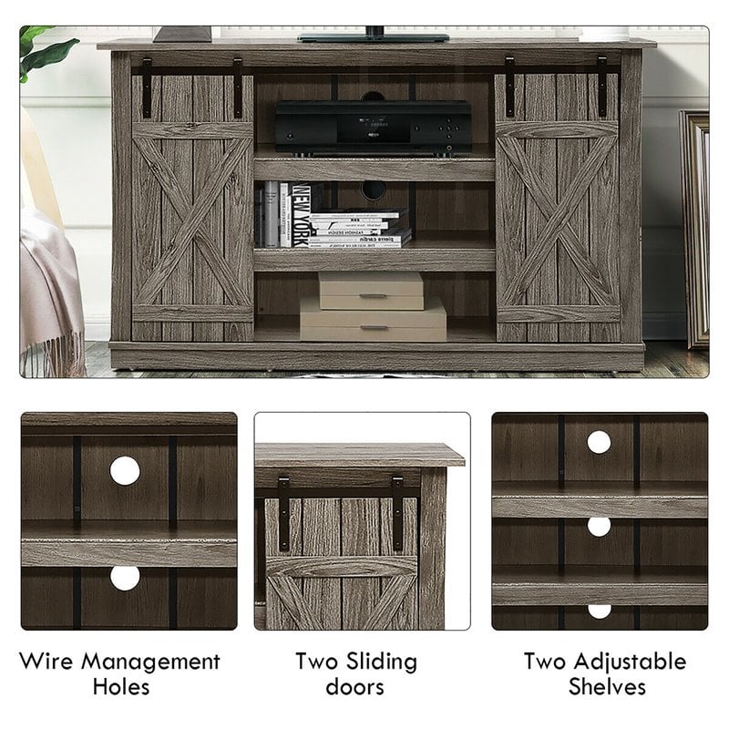 Costway Sliding Barn TV Stand/Entertainment Center for TV's up to 60