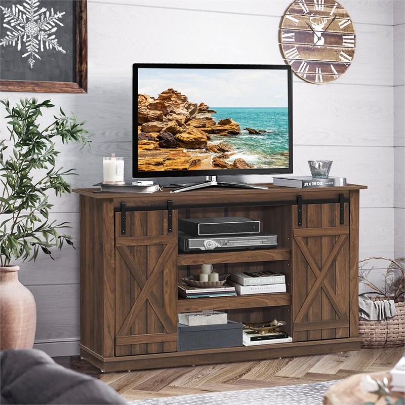 Costway Sliding Barn TV Stand/Entertainment Center for TV's up to 60