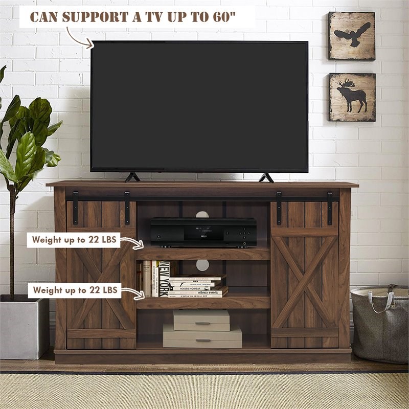 Costway Sliding Barn TV Stand/Entertainment Center for TV's up to 60