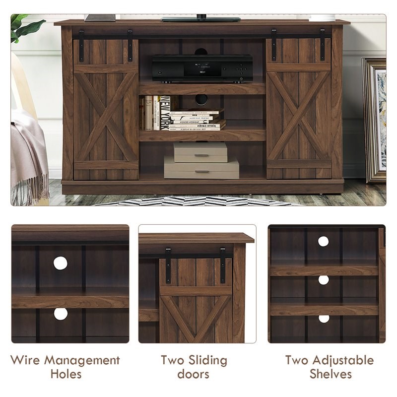 Costway Sliding Barn TV Stand/Entertainment Center for TV's up to 60