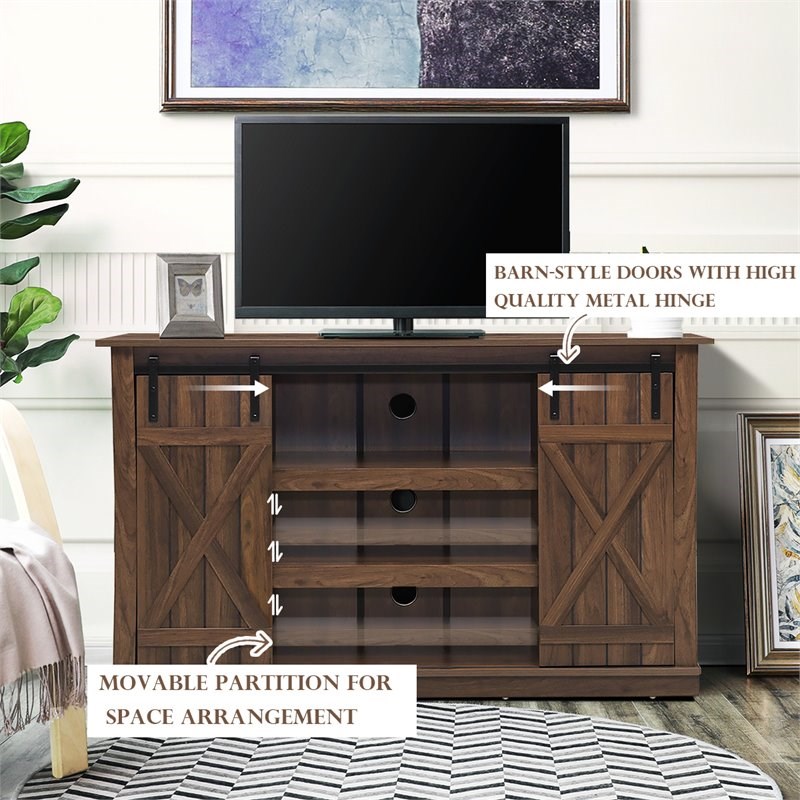 Costway Sliding Barn TV Stand/Entertainment Center for TV's up to 60