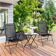 Costway Steel Fabric Patio Folding Chair Adjustable Backrest in Black (Set of 2)