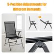 Costway Steel Fabric Patio Folding Chair Adjustable Backrest in Black (Set of 2)