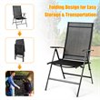Costway Steel Fabric Patio Folding Chair Adjustable Backrest in Black (Set of 2)