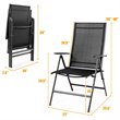 Costway Steel Fabric Patio Folding Chair Adjustable Backrest in Black (Set of 2)