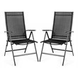 Costway Steel Fabric Patio Folding Chair Adjustable Backrest in Black (Set of 2)
