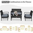 Costway 4-piece Rattan Patio Furniture Set with Sponge Cushion in Mix Brown