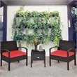 Costway 3-piece Rattan Patio Furniture Set with Sponge Cushion in Red