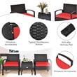 Costway 3-piece Rattan Patio Furniture Set with Sponge Cushion in Red