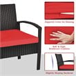 Costway 3-piece Rattan Patio Furniture Set with Sponge Cushion in Red