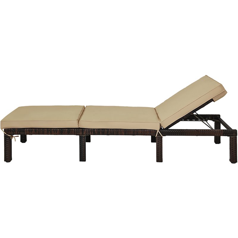 Costway Contemporary Rattan Patio Lounge Chair with Adjustable Backrest in Brown