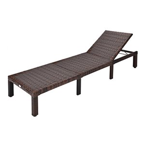 costway contemporary rattan patio lounge chair with adjustable backrest in brown
