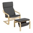 Costway Sponge Relax Lounge Chair & Padded Ottoman Set w/ Magazine Rack in Gray