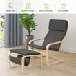 Costway Sponge Relax Lounge Chair & Padded Ottoman Set w/ Magazine Rack in Gray