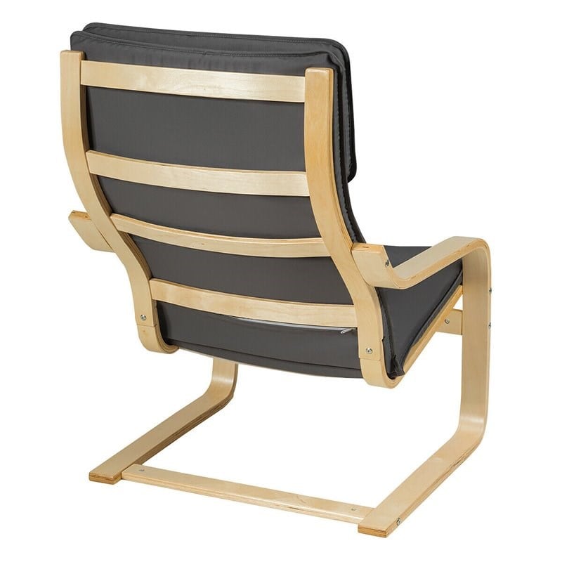Costway Sponge Relax Lounge Chair & Padded Ottoman Set w/ Magazine Rack in Gray