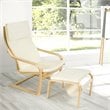 Costway Sponge Relax Lounge Chair & Padded Ottoman Set w/ Magazine Rack in Beige