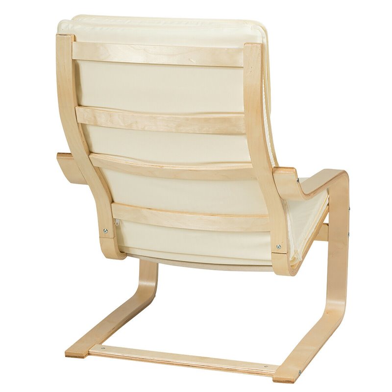Costway Sponge Relax Lounge Chair & Padded Ottoman Set w/ Magazine Rack in Beige