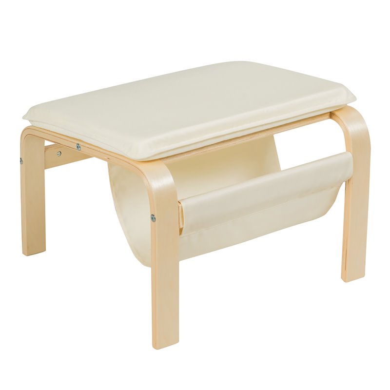 Costway Sponge Relax Lounge Chair & Padded Ottoman Set w/ Magazine Rack in Beige