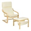 Costway Sponge Relax Lounge Chair & Padded Ottoman Set w/ Magazine Rack in Beige