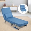 Costway Steel and Linen 5-Position Folding Sleeper Bed with Pillow Blue
