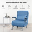 Costway Steel and Linen 5-Position Folding Sleeper Bed with Pillow Blue