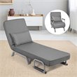 Costway Steel and Linen 5-Position Folding Sleeper Bed with Pillow Gray