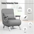 Costway Steel and Linen 5-Position Folding Sleeper Bed with Pillow Gray