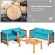 Costway 4-piece Wood and Sponge Patio Furniture Set with Armrest in Turquoise