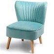 Costway Contemporary Rubber Wood & Velvet Armless Leisure Chair in Green