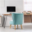 Costway Contemporary Rubber Wood & Velvet Armless Leisure Chair in Green