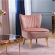 Costway Contemporary Rubber Wood & Velvet Armless Leisure Chair in Pink