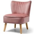 Costway Contemporary Rubber Wood & Velvet Armless Leisure Chair in Pink