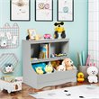 Costway 4 Storage MDF Board Multi-Functional Bookcase in Gray