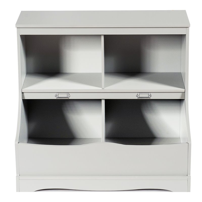 Costway 4 Storage MDF Board Multi-Functional Bookcase in Gray