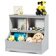 Costway 4 Storage MDF Board Multi-Functional Bookcase in Gray