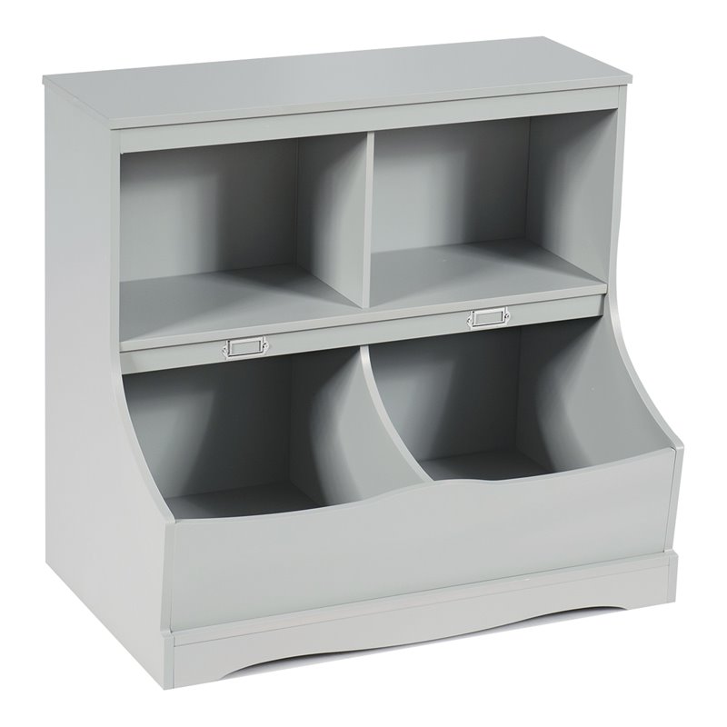 Costway 4 Storage MDF Board Multi-Functional Bookcase in Gray