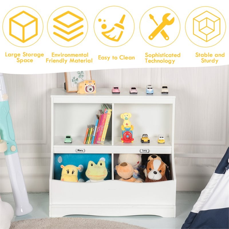 Costway 4 Storage MDF Board Multi-Functional Bookcase in White