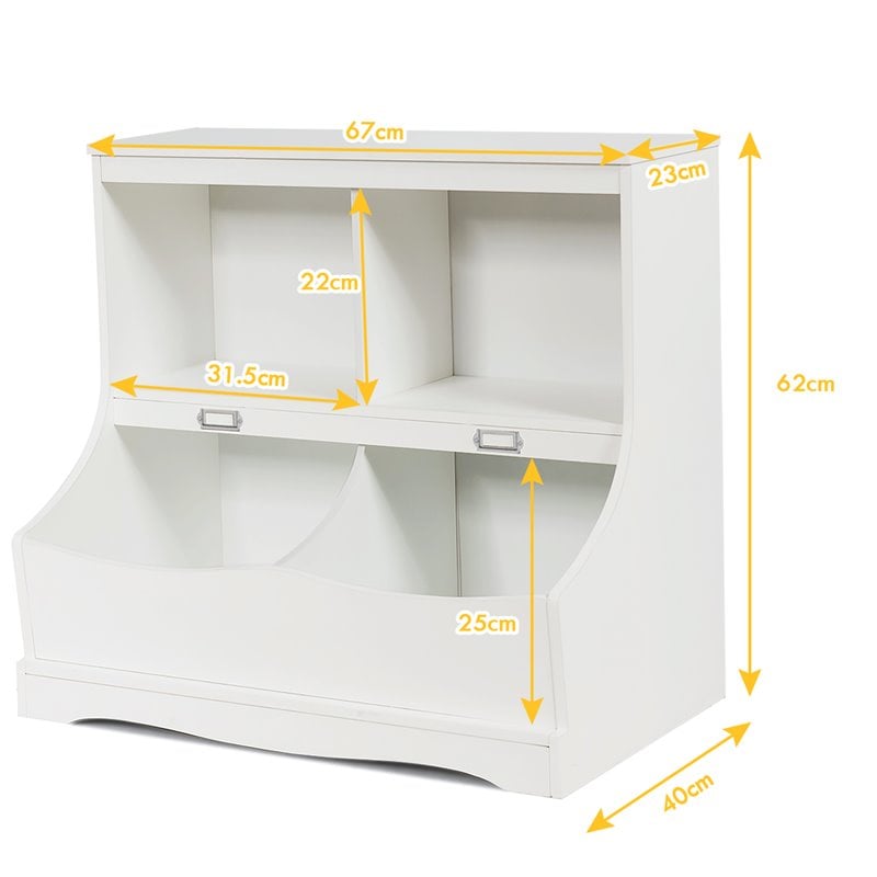 Costway 4 Storage MDF Board Multi-Functional Bookcase in White