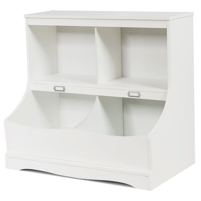 Costway 4 Storage MDF Board Multi-Functional Bookcase in White
