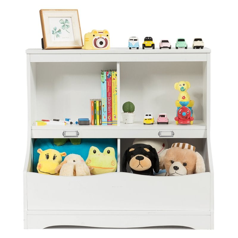 Costway 4 Storage MDF Board Multi-Functional Bookcase in White