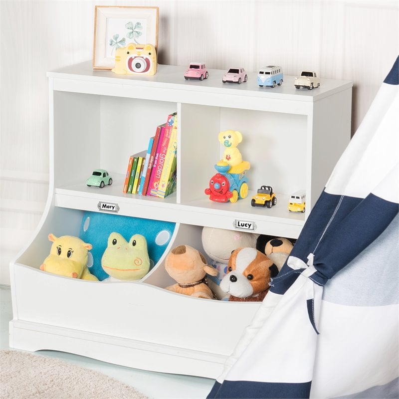 Costway 4 Storage MDF Board Multi-Functional Bookcase in White