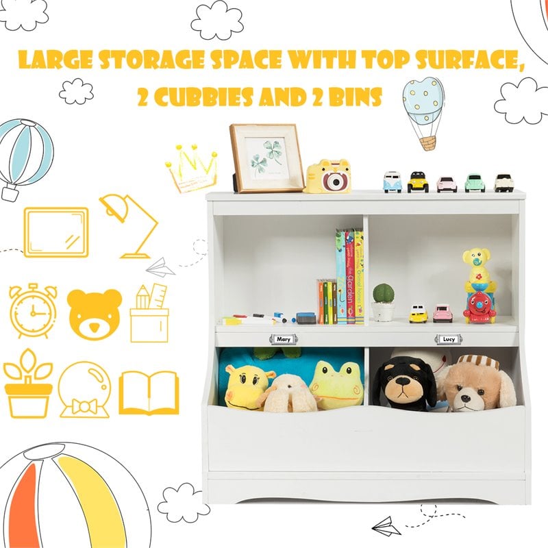 Costway 4 Storage MDF Board Multi-Functional Bookcase in White