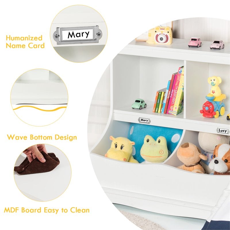 Costway 4 Storage MDF Board Multi-Functional Bookcase in White