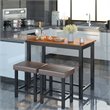 Costway 3-piece Contemporary Rubber Wood Pub Table Set with Stools in Black
