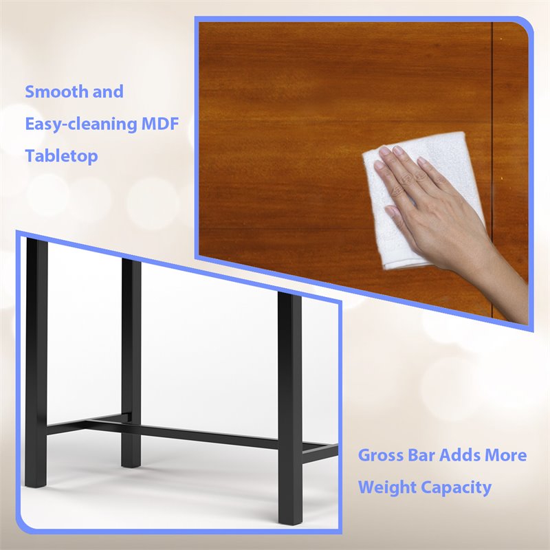 Costway 3-piece Contemporary Rubber Wood Pub Table Set with Stools in Black