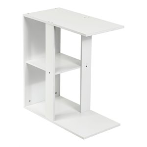 Costway Contemporary Particle Board Side Table with 3-tier Open Shelf in White