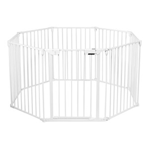 Costway 8-panel Iron and Plastic Wall Mount Adjustable Baby Safety Gate in White