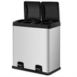 Costway 16-gallon Contemporary Stainless Steel Dual Step Trash Can in Silver