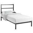 Costway Heavy Duty Metal Twin Bed Platform Frame with Headboard in Black