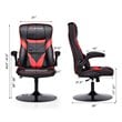 Costway PVC and Sponge Adjustable Height Swivel Rocking Gaming Chair in Red